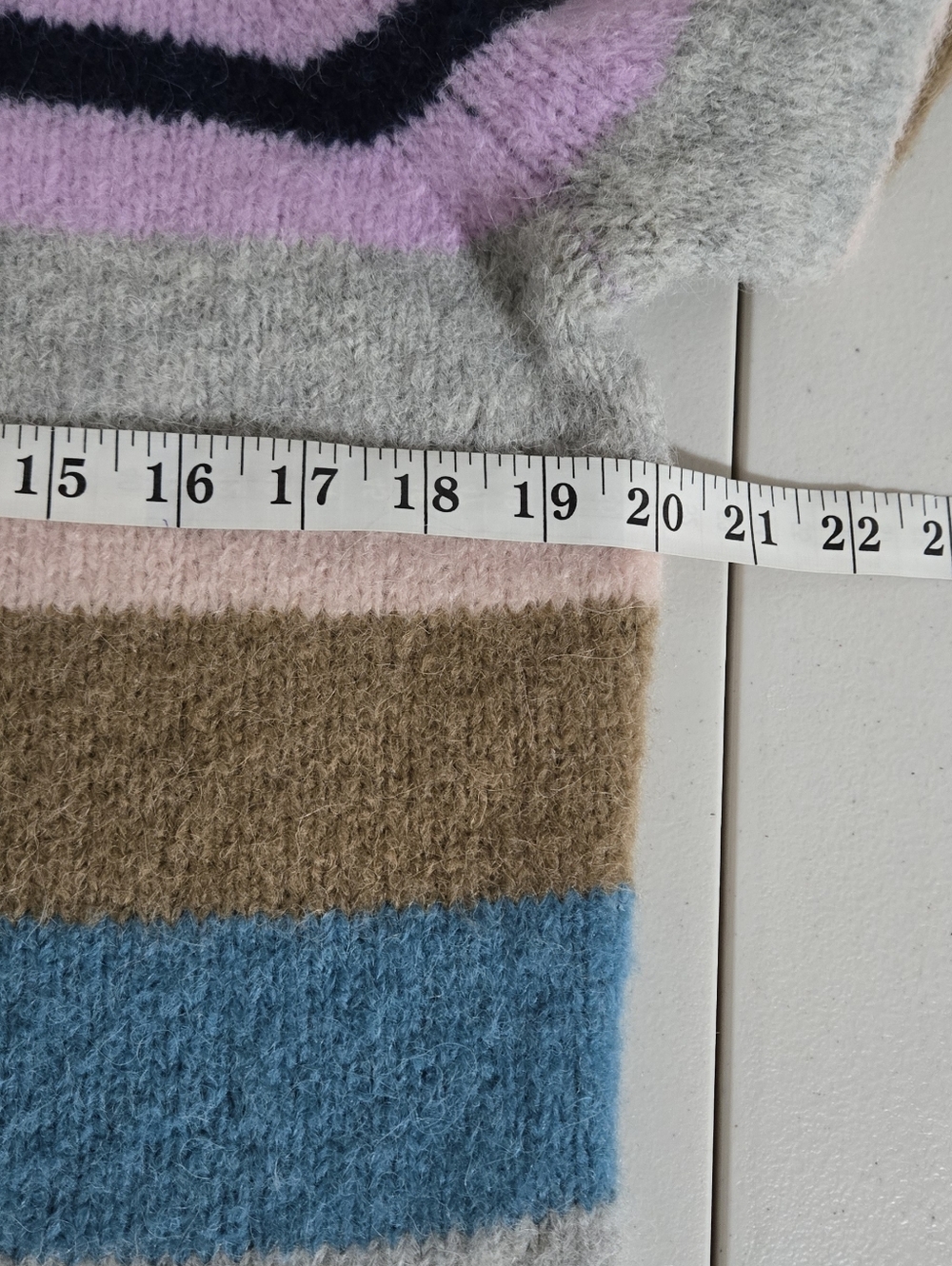 Point Sur Alpaca Laine Blend Striped Crewneck Sweater - Multi Pastel Size L - Picture 8 of 9